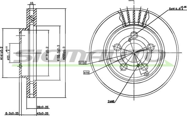 SIGMAUTO DBA621V - Тормозной диск www.autospares.lv