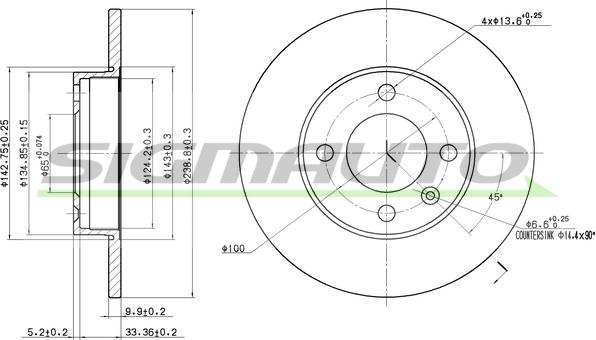 SIGMAUTO DBA042S - Тормозной диск www.autospares.lv