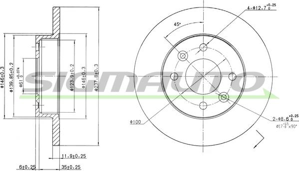 SIGMAUTO DBA055S - Bremžu diski autospares.lv