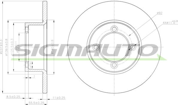 SIGMAUTO DBA001S - Bremžu diski autospares.lv