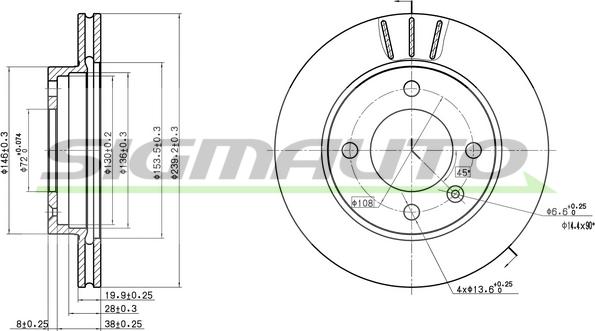 SIGMAUTO DBA145V - Bremžu diski www.autospares.lv