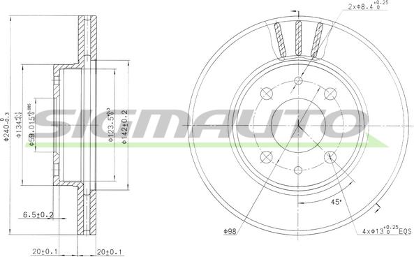 SIGMAUTO DBA148V - Bremžu diski autospares.lv