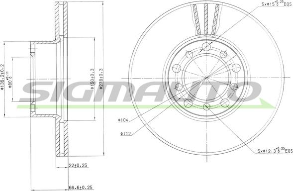 SIGMAUTO DBA142V - Bremžu diski autospares.lv