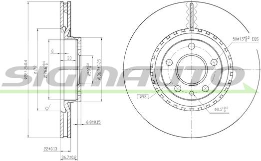 SIGMAUTO DBA156V - Bremžu diski autospares.lv