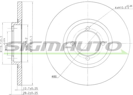 SIGMAUTO DBA115S - Bremžu diski autospares.lv