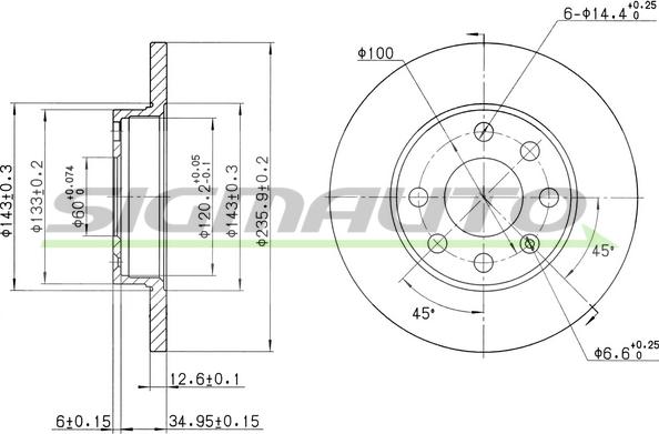 SIGMAUTO DBA116S - Bremžu diski autospares.lv