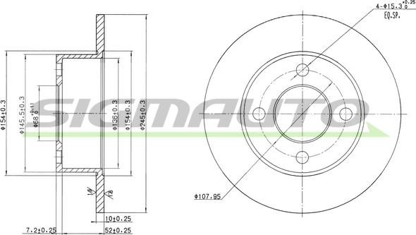 SIGMAUTO DBA128S - Bremžu diski www.autospares.lv