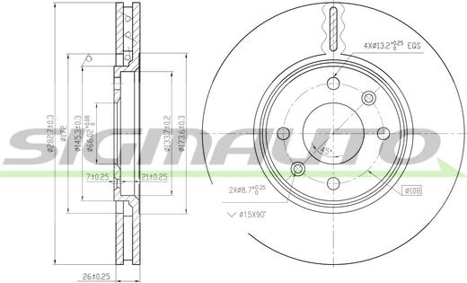 SIGMAUTO DBA841V - Тормозной диск www.autospares.lv