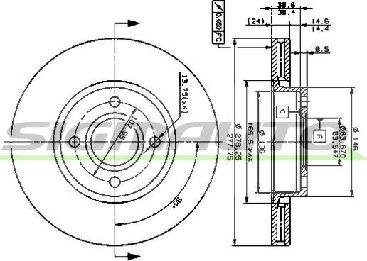 SIGMAUTO DBA801V - Bremžu diski www.autospares.lv