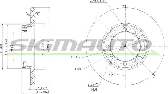 SIGMAUTO DBA358S - Bremžu diski www.autospares.lv