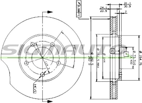 SIGMAUTO DBA366V - Bremžu diski autospares.lv