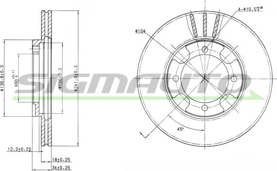 SIGMAUTO DBA293V - Bremžu diski www.autospares.lv