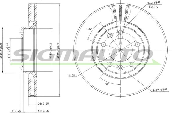 SIGMAUTO DBA264V - Bremžu diski autospares.lv