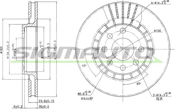 SIGMAUTO DBA206V - Bremžu diski autospares.lv