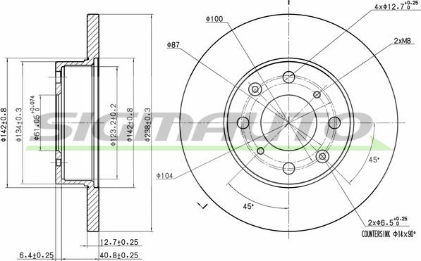 SIGMAUTO DBA285S - Bremžu diski autospares.lv