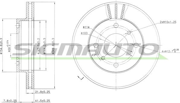 SIGMAUTO DBA234V - Bremžu diski www.autospares.lv