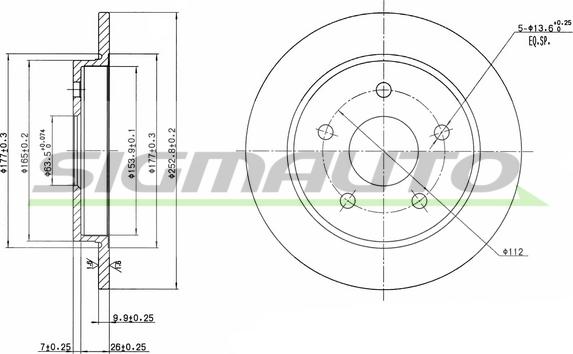 SIGMAUTO DBA232S - Bremžu diski www.autospares.lv