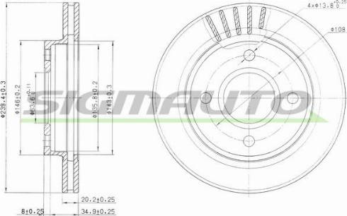 SIGMAUTO DBA766V - Bremžu diski autospares.lv