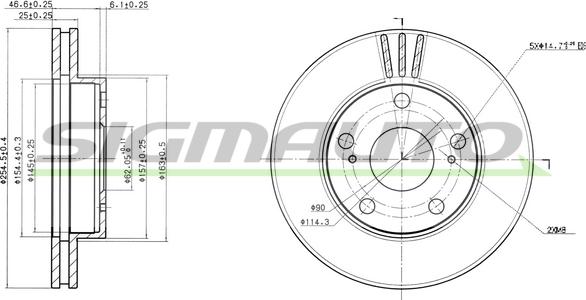 SIGMAUTO DBA780V - Bremžu diski autospares.lv