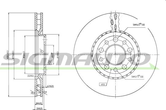 SIGMAUTO DBB449V - Bremžu diski www.autospares.lv