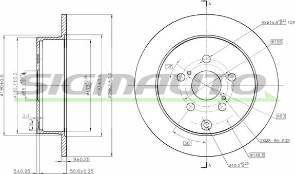 SIGMAUTO DBB485S - Bremžu diski www.autospares.lv