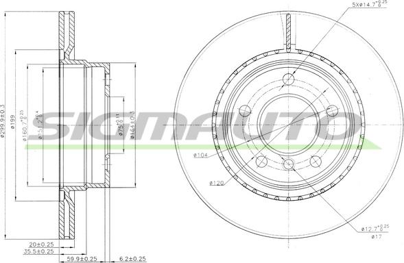 SIGMAUTO DBB549V - Bremžu diski autospares.lv