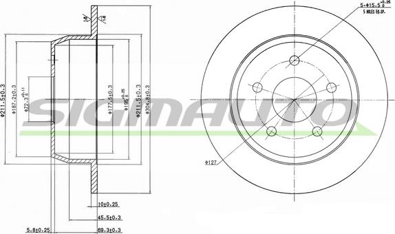 SIGMAUTO DBB553S - Bremžu diski www.autospares.lv