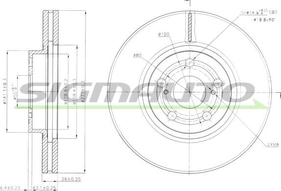 SIGMAUTO DBB508V - Тормозной диск www.autospares.lv