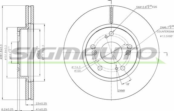 SIGMAUTO DBB539V - Bremžu diski www.autospares.lv