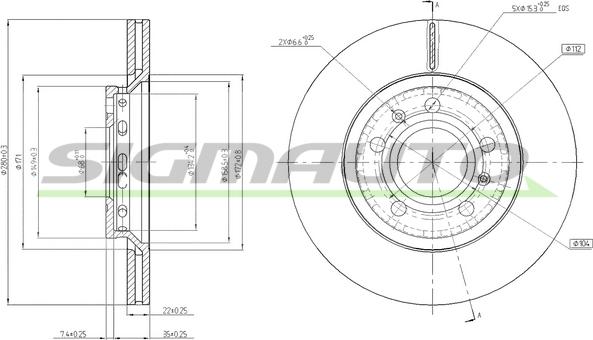 SIGMAUTO DBB526V - Brake Disc www.autospares.lv