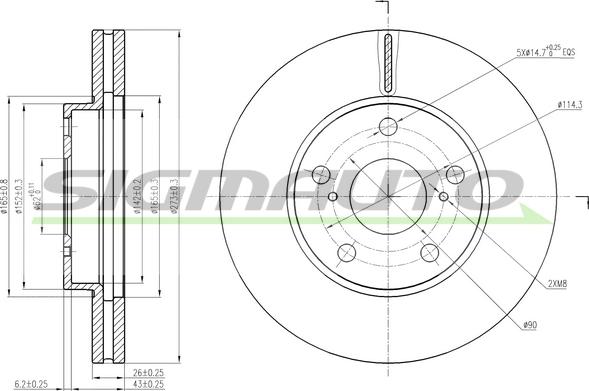 SIGMAUTO DBB668V - Bremžu diski autospares.lv