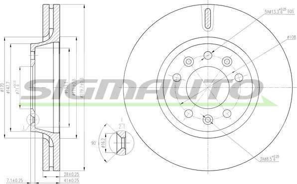 SIGMAUTO DBB601V - Bremžu diski www.autospares.lv