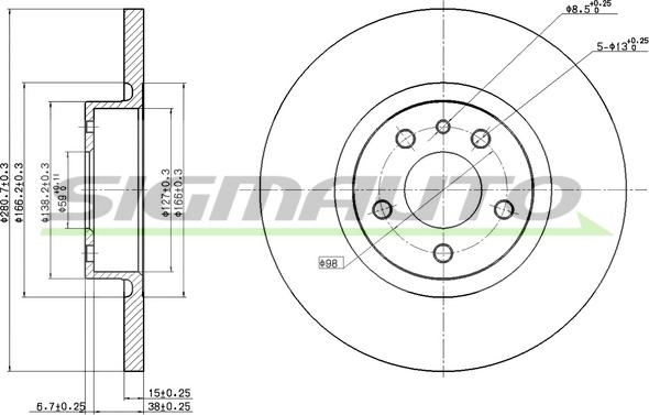 SIGMAUTO DBB057S - Bremžu diski www.autospares.lv