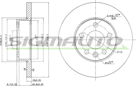 SIGMAUTO DBB011S - Тормозной диск www.autospares.lv