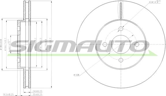 SIGMAUTO DBB195V - Bremžu diski www.autospares.lv