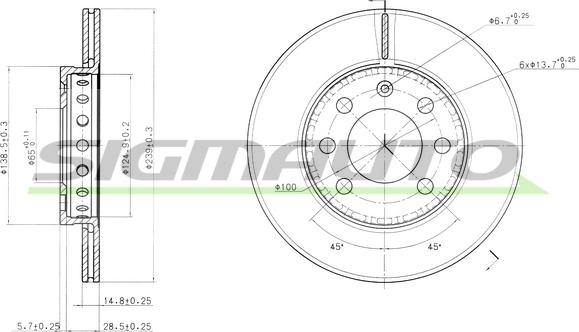 SIGMAUTO DBB161V - Bremžu diski autospares.lv