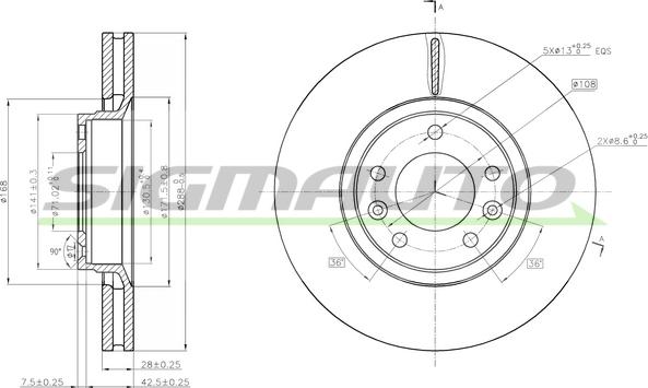 SIGMAUTO DBB103V - Bremžu diski autospares.lv