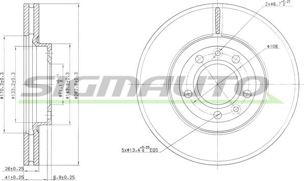 SIGMAUTO DBB132V - Bremžu diski autospares.lv