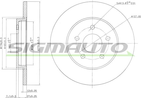 SIGMAUTO DBB126S - Bremžu diski autospares.lv