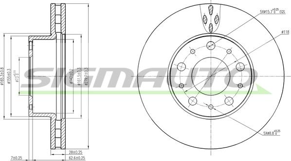 SIGMAUTO DBB800V - Bremžu diski autospares.lv