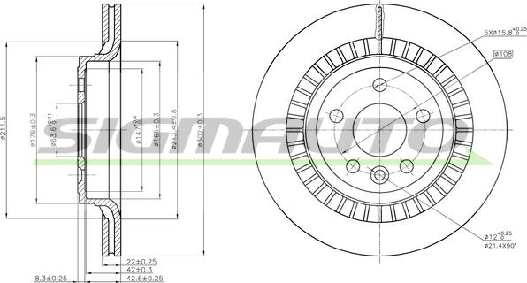 SIGMAUTO DBB802V - Bremžu diski www.autospares.lv