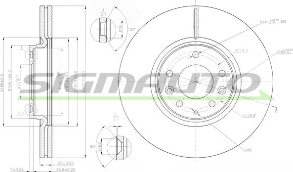 SIGMAUTO DBB880V - Bremžu diski autospares.lv