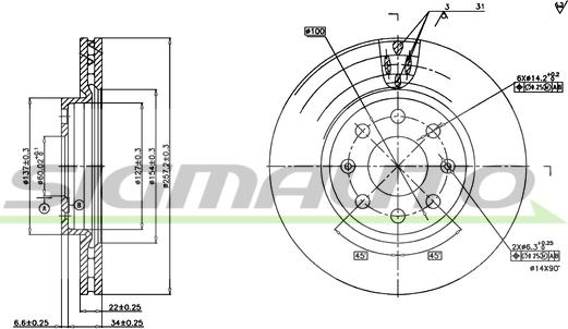 SIGMAUTO DBB304V - Bremžu diski autospares.lv