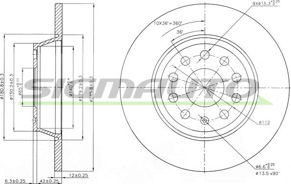 SIGMAUTO DBB306S - Brake Disc www.autospares.lv