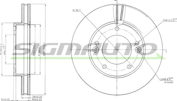 SIGMAUTO DBB290V - Bremžu diski www.autospares.lv