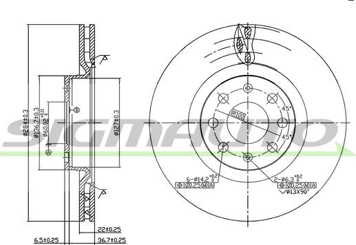 SIGMAUTO DBB298V - Bremžu diski autospares.lv