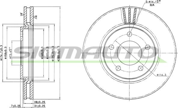 SIGMAUTO DBB214V - Bremžu diski autospares.lv