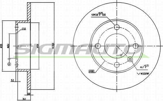 SIGMAUTO DBB233S - Bremžu diski www.autospares.lv