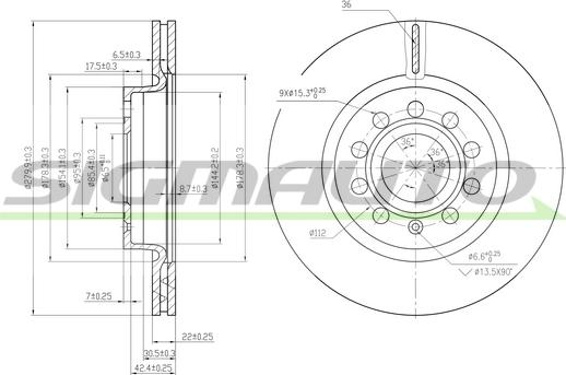 SIGMAUTO DBB223V - Bremžu diski autospares.lv