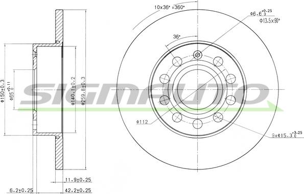 SIGMAUTO DBB276S - Тормозной диск www.autospares.lv